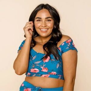 Coral Reef Floral Women's Swim Top Size Large